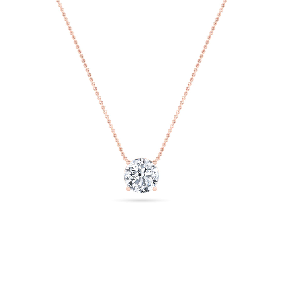 14K Rose Gold 1ctw Lab Diamond Pendant Necklace