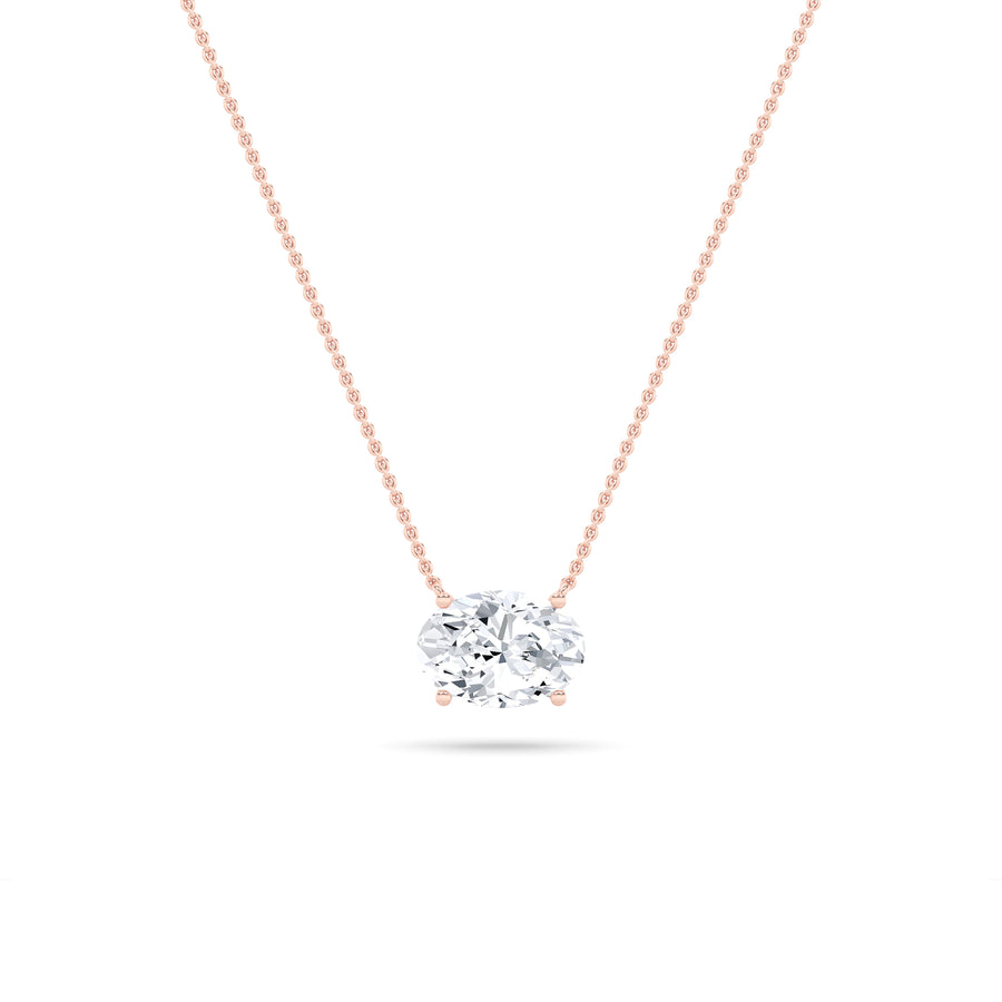 14K Rose Gold 3ctw Oval Lab Diamond Pendant
