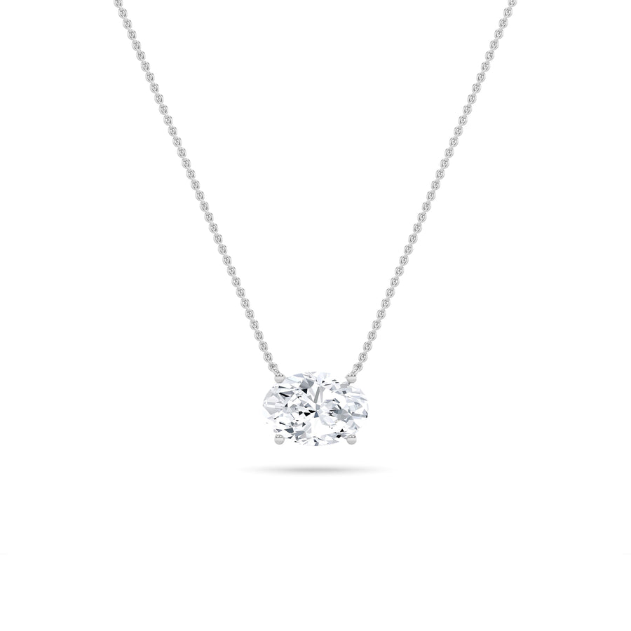 14K White Gold 2ct Oval Lab Diamond Pendant