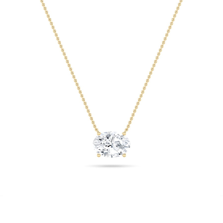 14K Yellow Gold Lab Diamond Oval Pendant 1ctw
