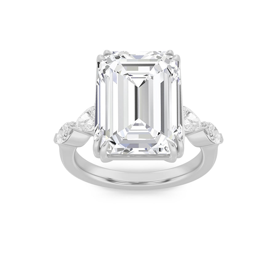 14K White Gold 7.3ctw Emerald Lab Diamond Ring Sz 7