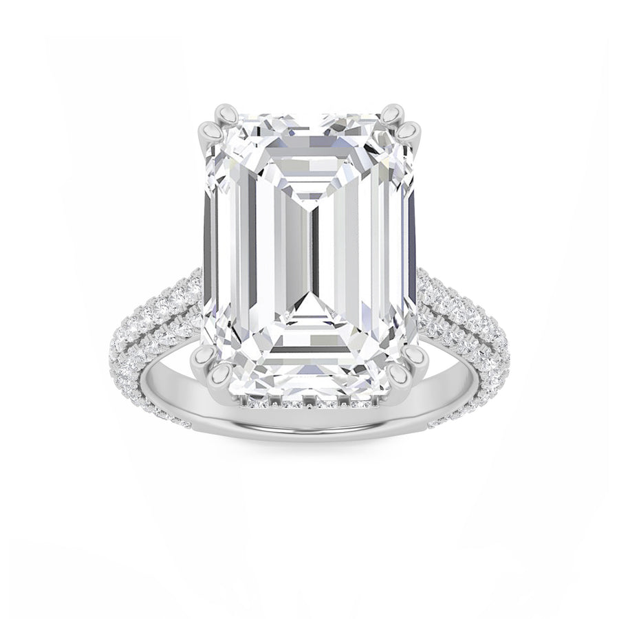14K White Gold 7.9ctw Lab Emerald Diamond Ring Sz 7