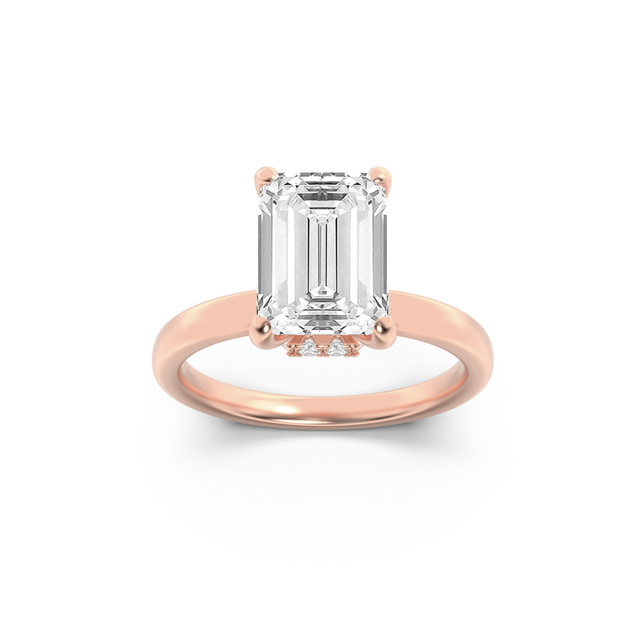 14K Rose Gold 2.1ctw Lab Diamond Emerald Ring