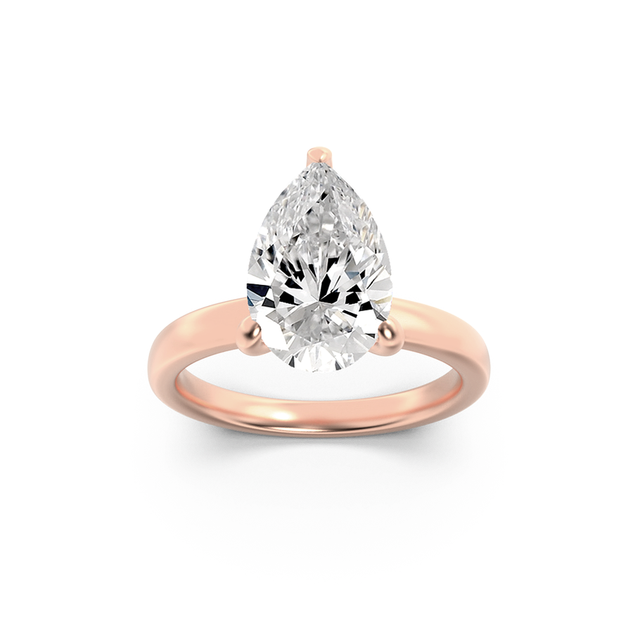 14K Rose Gold 1ct Lab Diamond Pear Ring Sz 7