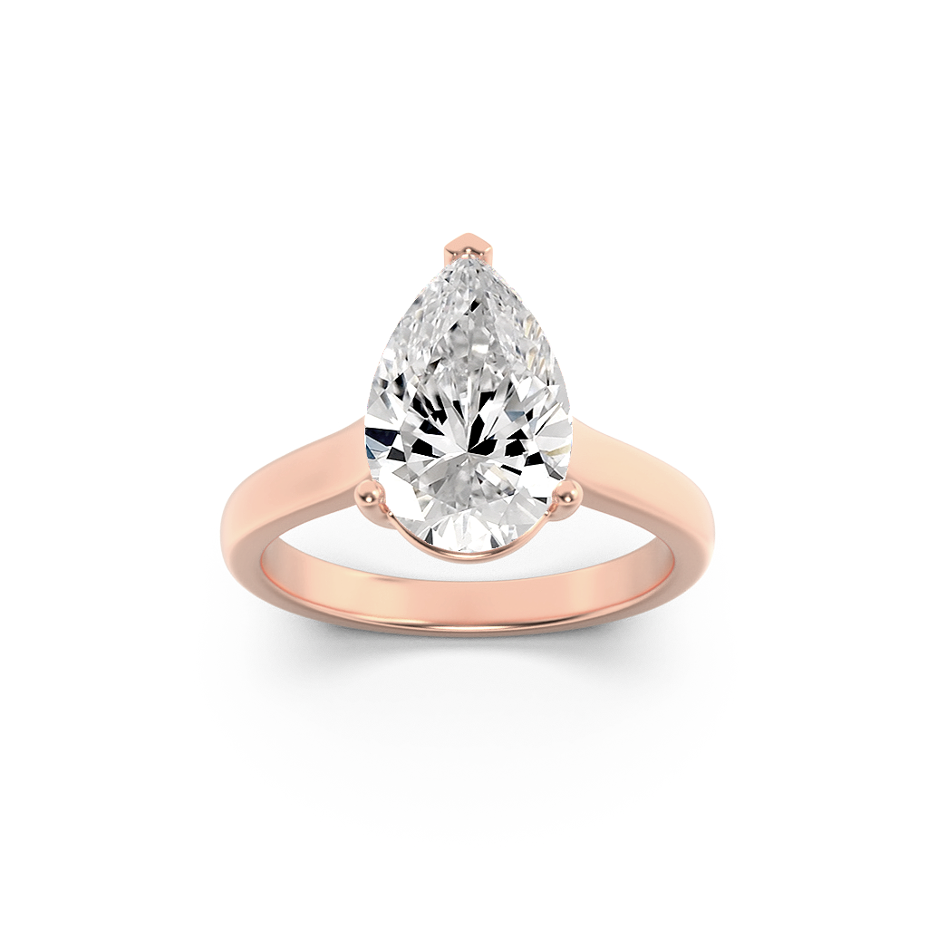 14K Rose Gold 1ct Lab Diamond Pear Ring Sz 7