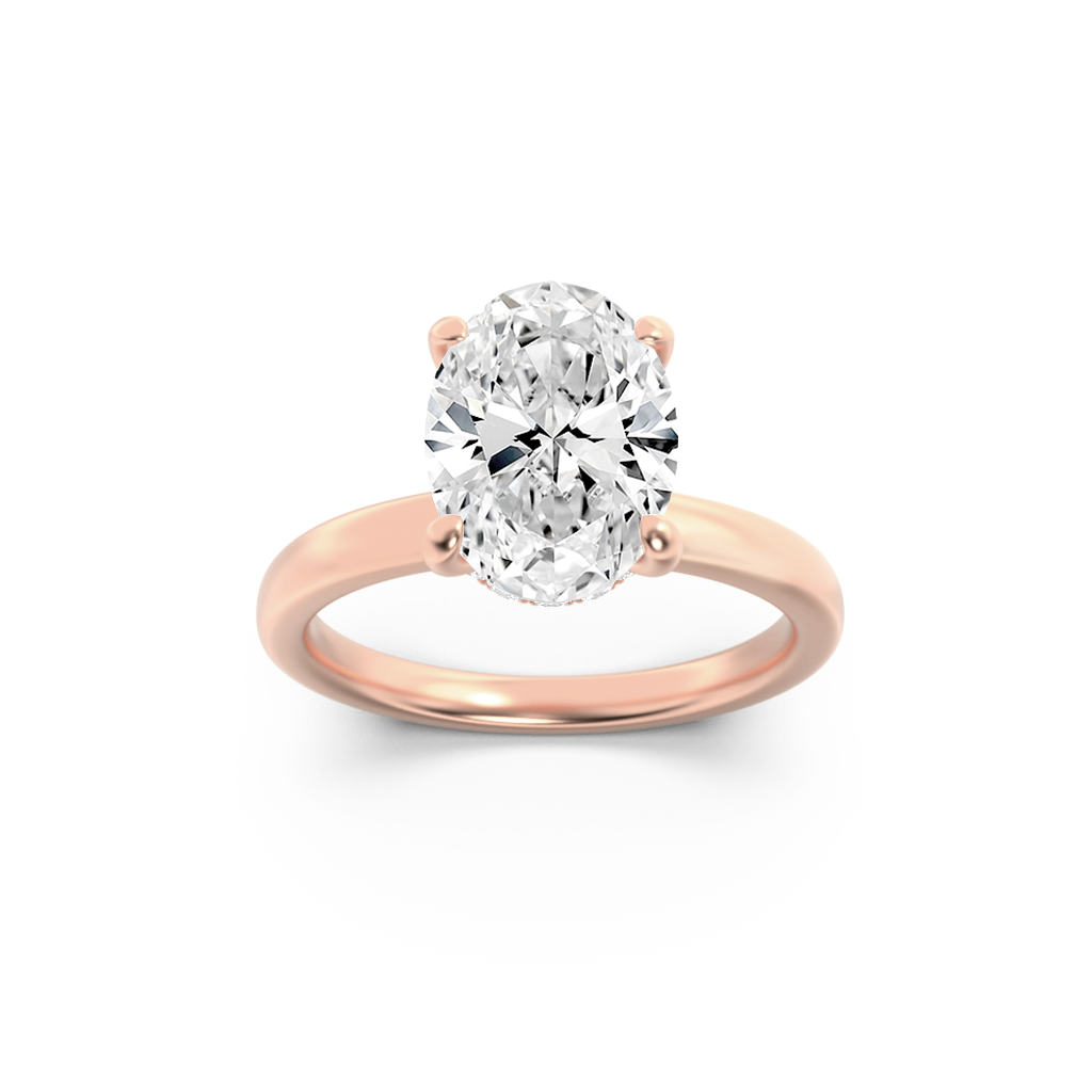 14K Rose Gold 2ct Lab Diamond Oval Ring Sz 7