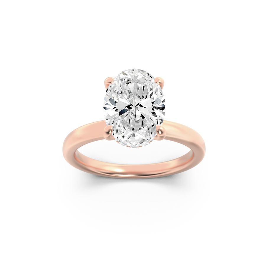 14K Rose Gold 2ct Lab Diamond Oval Ring Sz 7