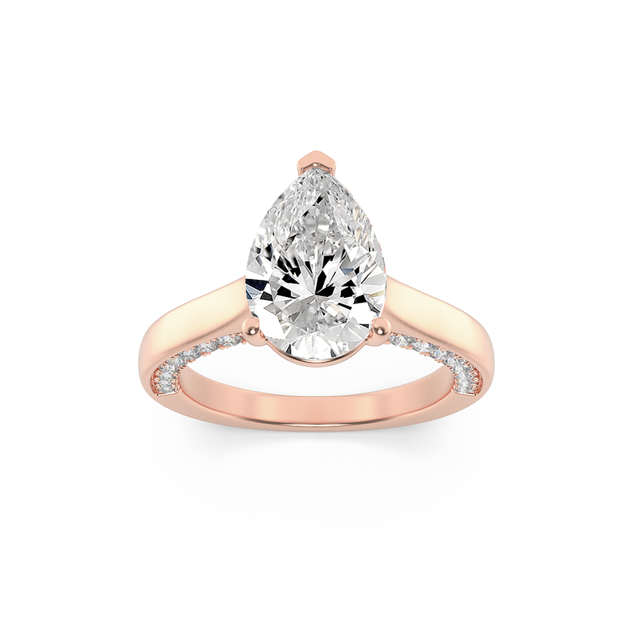 14K Rose Gold 2ctw Pear Lab Diamond Ring Sz 7