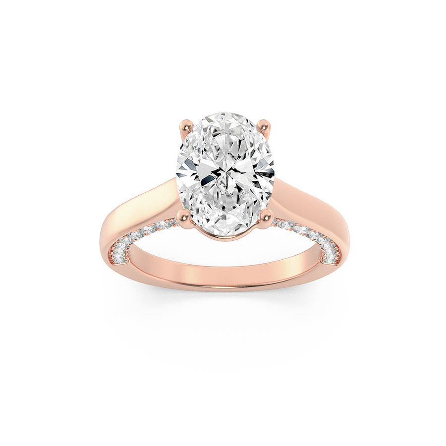 14K Rose Gold 2ctw Lab Diamond Oval Ring Sz 7