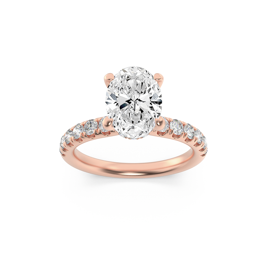 14K Rose Gold 2ctw Oval Lab Diamond Ring Sz 7