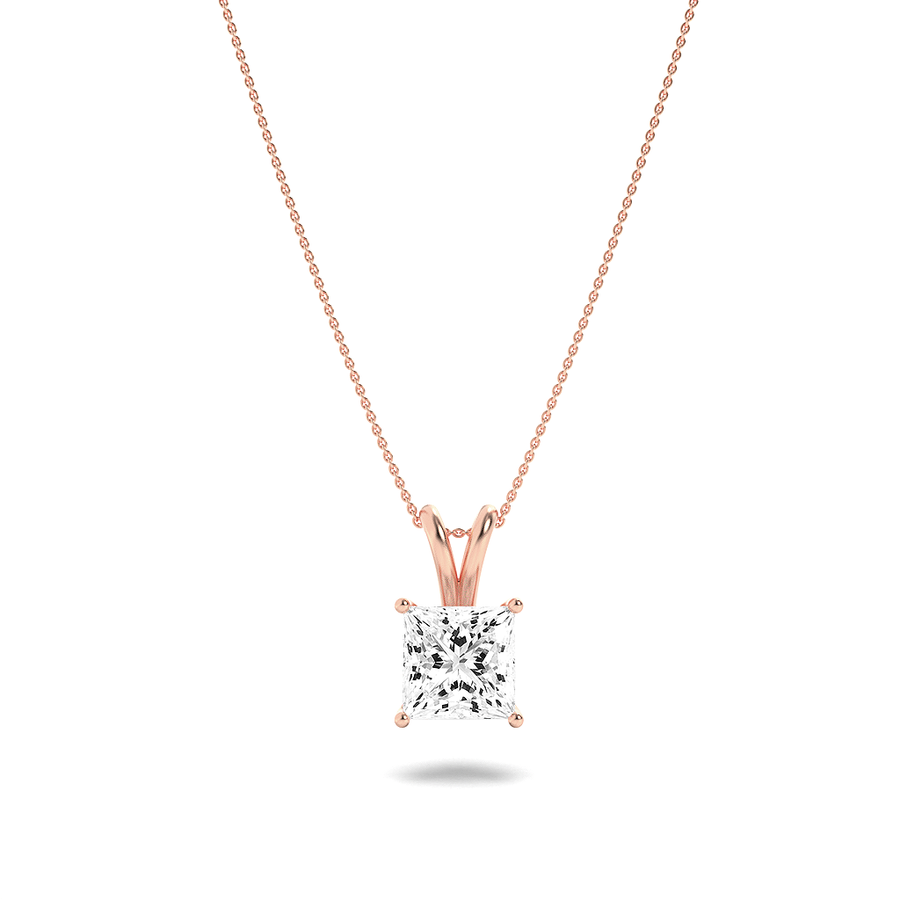 14K Rose Gold 3ctw Lab Diamond Radiant Pendant