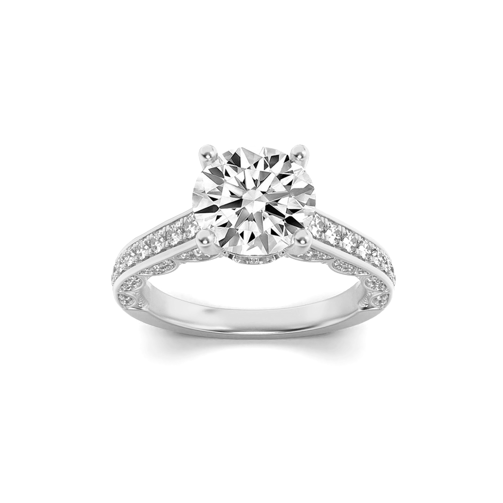 14K White Gold 2ctw Lab Diamond Ring, F Color VS+