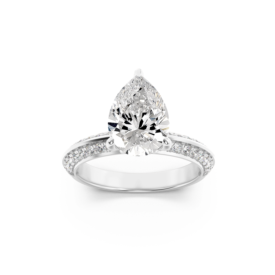 14K White Gold 2ct Lab Diamond Pear Ring Sz 7