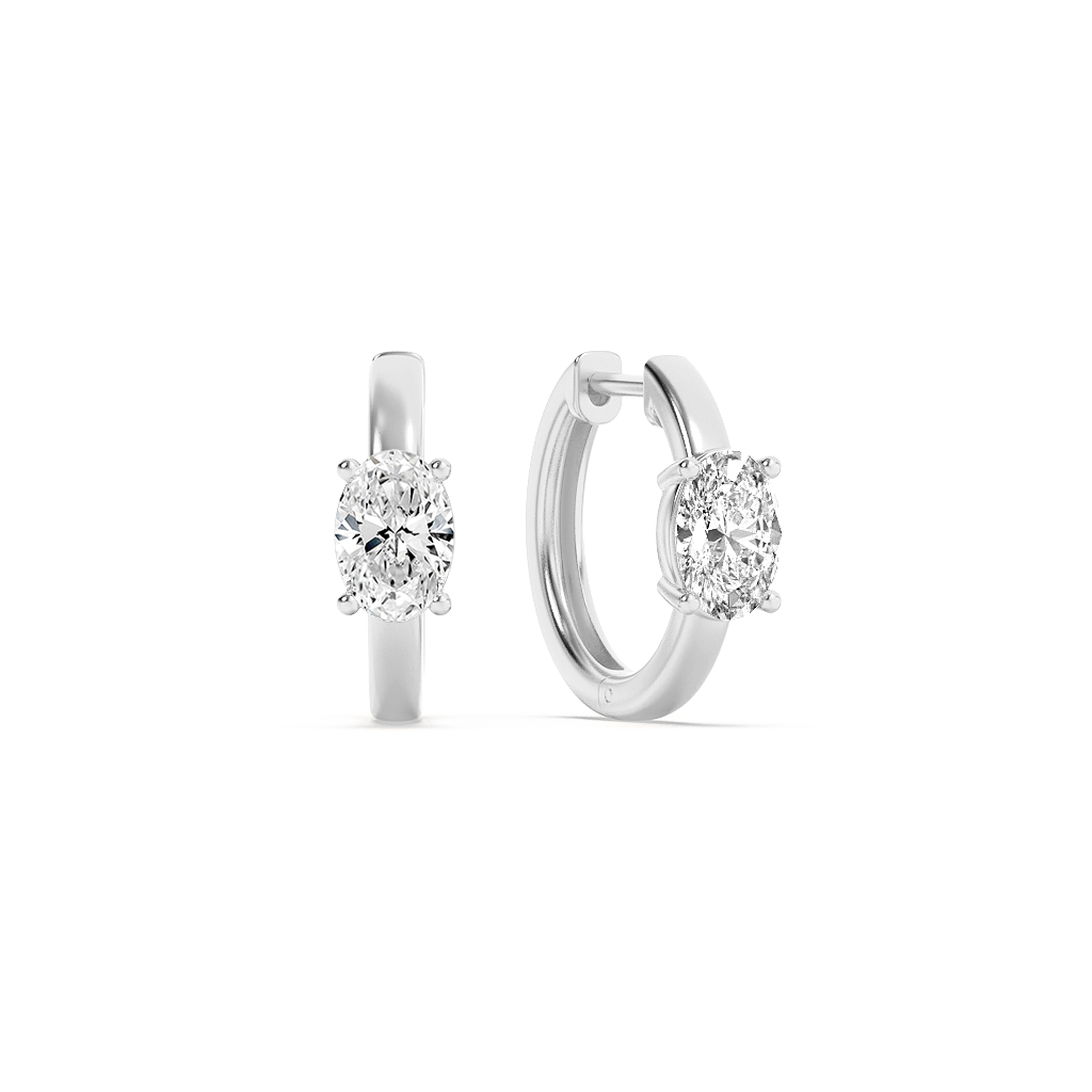 14K White Gold 1.5ctw Oval Lab Diamond Earrings