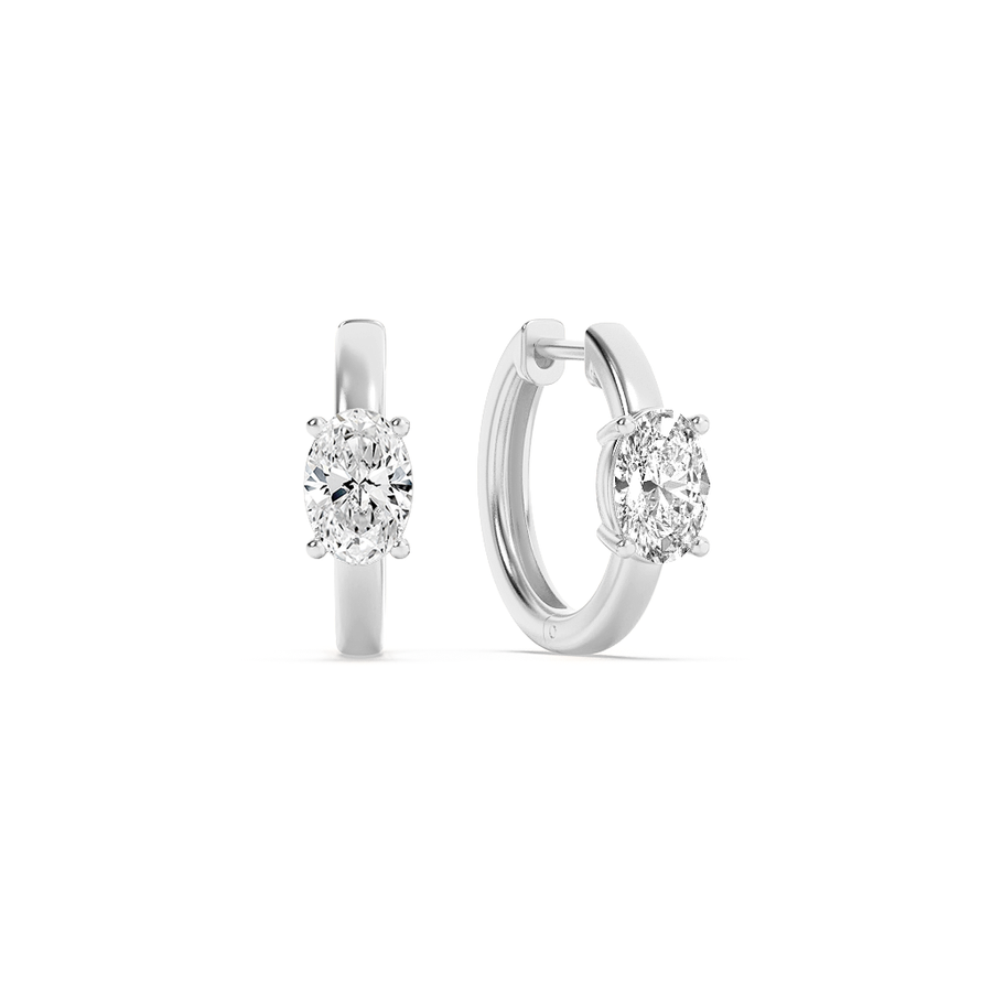 14K White Gold 1.5ctw Oval Lab Diamond Earrings