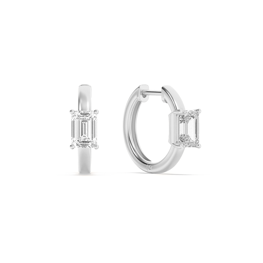 14K White Gold 1.5ctw Lab Diamond Emerald Stud Earrings