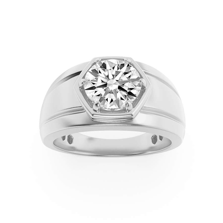 Distinguished 14K WG 2ct Lab Diamond Mens Statement Ring