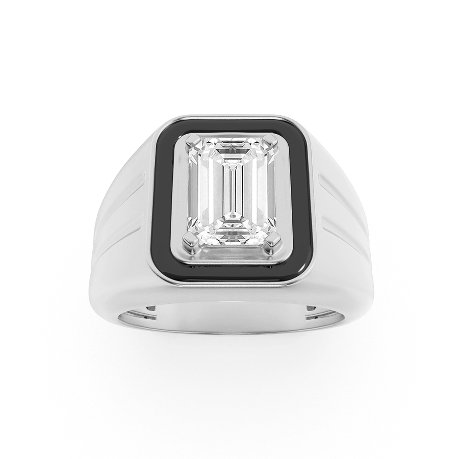 14K White Gold 2ct Lab Diamond Mens Ring Sz 10