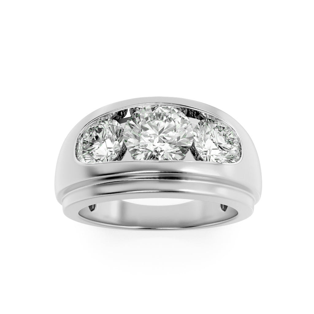 14K White Gold 3ctw Lab Diamond Mens Ring Sz 10