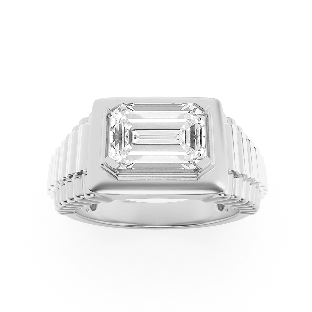 14K White Gold 2.5ct Lab Diamond Mens Ring Sz 10