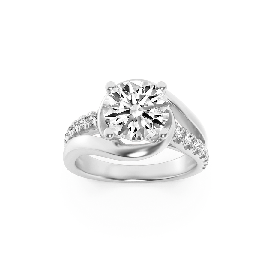 14K White Gold 2ct Lab Diamond Ring, G Color VS+ Size 7