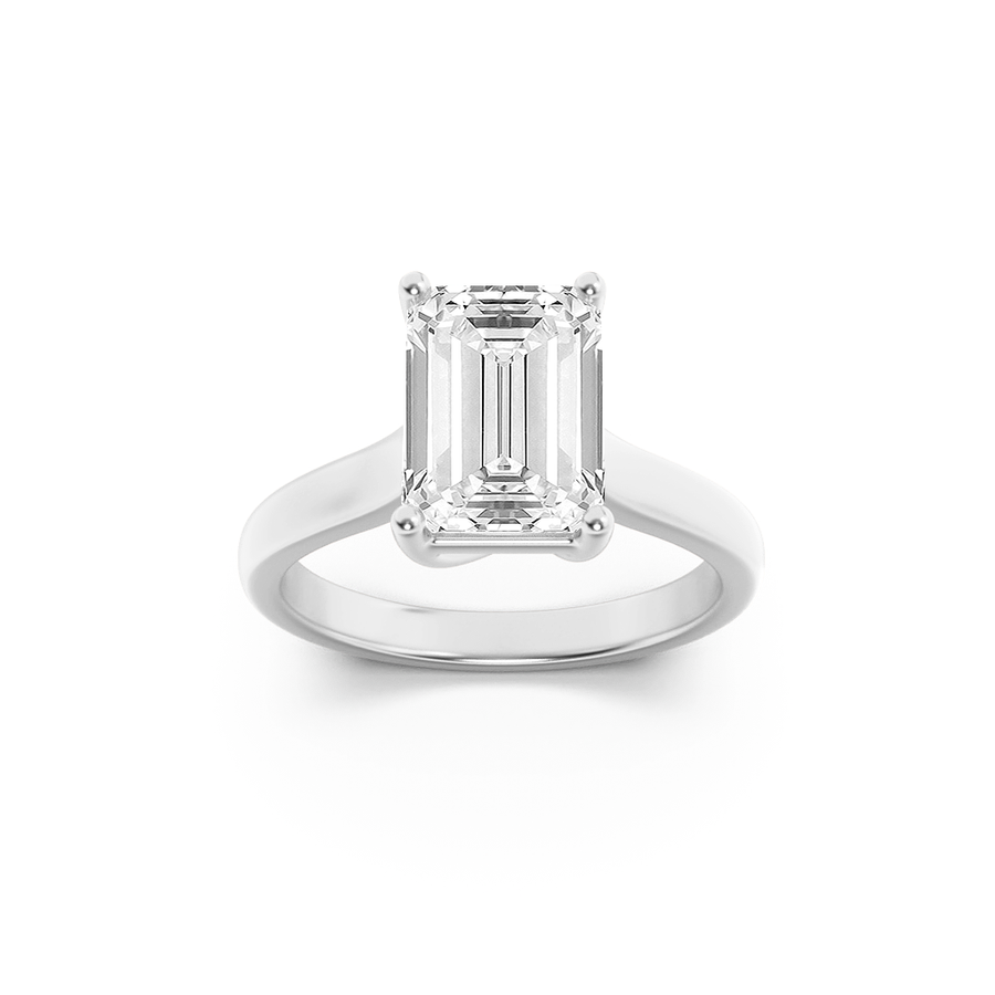 14K White Gold 3ct Lab Diamond Emerald Ring Sz7