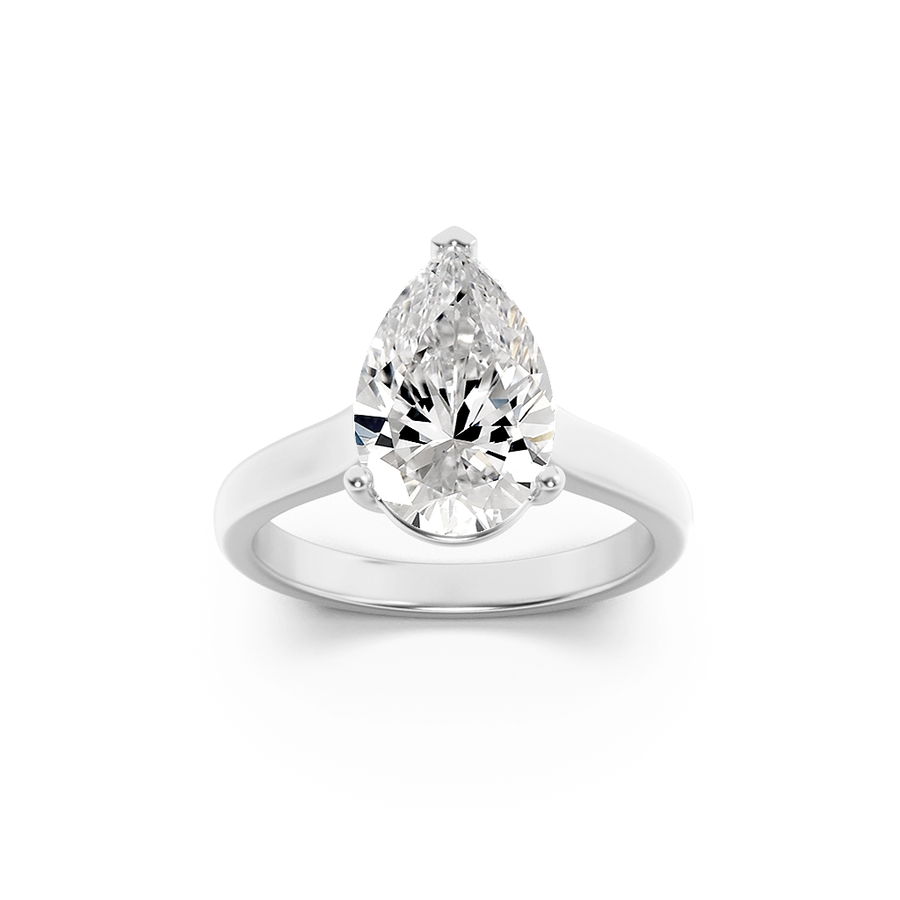 14K White Gold 1.9ct Lab Diamond Pear Ring Sz 7