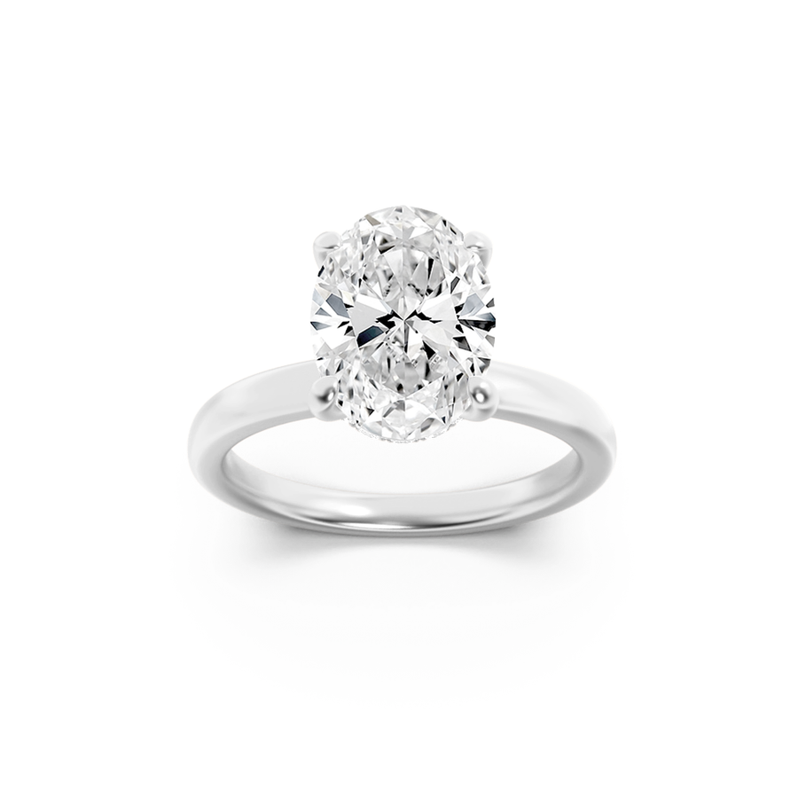 14K White Gold 1ct Lab Diamond Oval Ring Sz 7