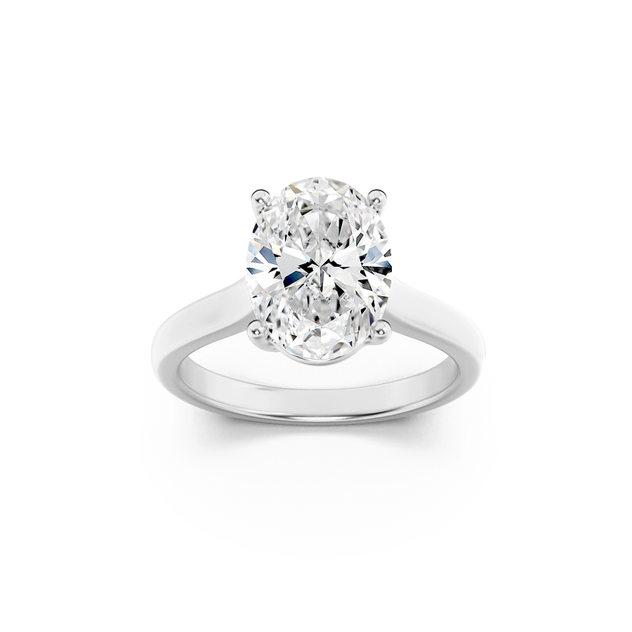 14K White Gold 1.5ct Oval Lab Diamond Ring Sz7