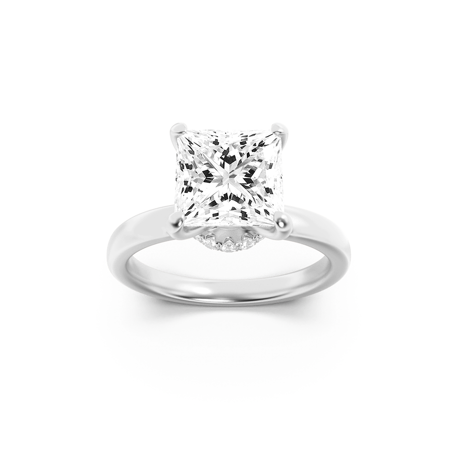 14K White Gold 3ct Lab Diamond Ring, F Color VS+