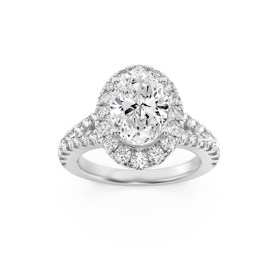 14K White Gold 2ct Lab Diamond Tanzanite Oval Ring