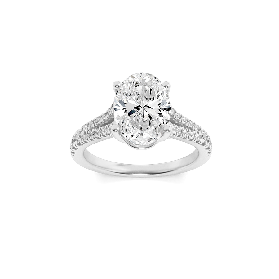 14K White Gold 1.9ct Lab Diamond Oval Ring