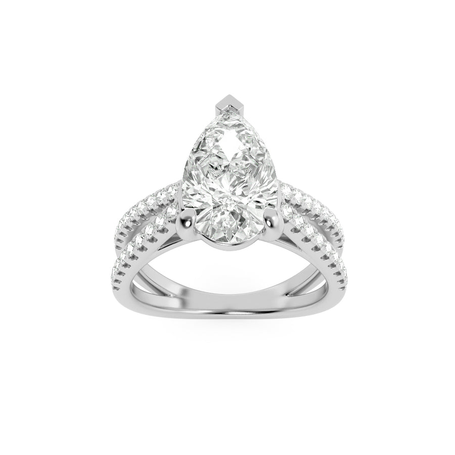 14K White Gold 2ctw Pear Lab Diamond Ring Sz 7