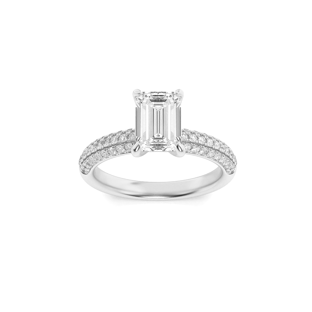 14K White Gold 1.5ct Emerald Lab Diamond Ring