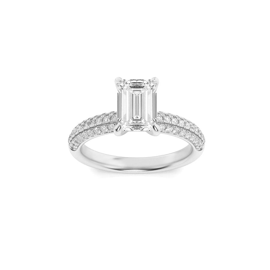 14K White Gold 1.5ct Emerald Lab Diamond Ring