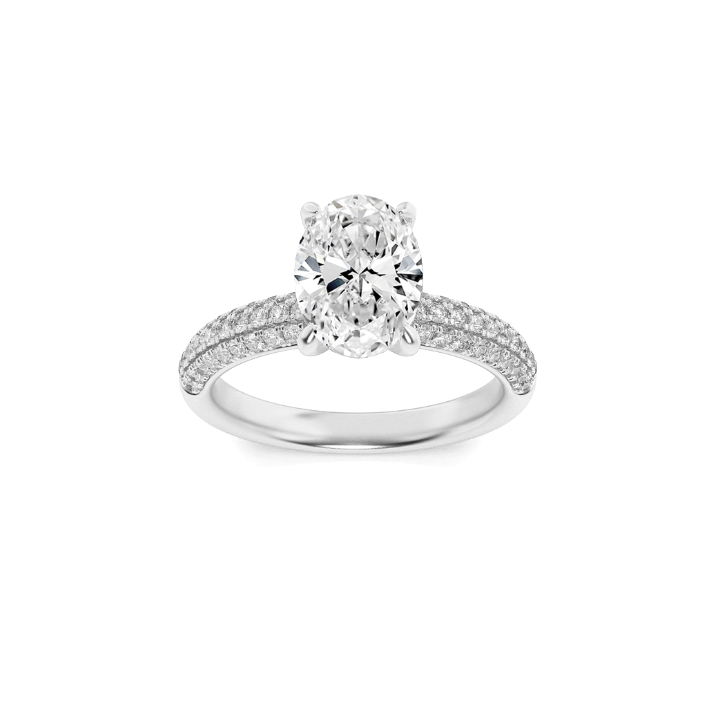 14K White Gold 1.5ct Lab Diamond Oval Ring, Size 7