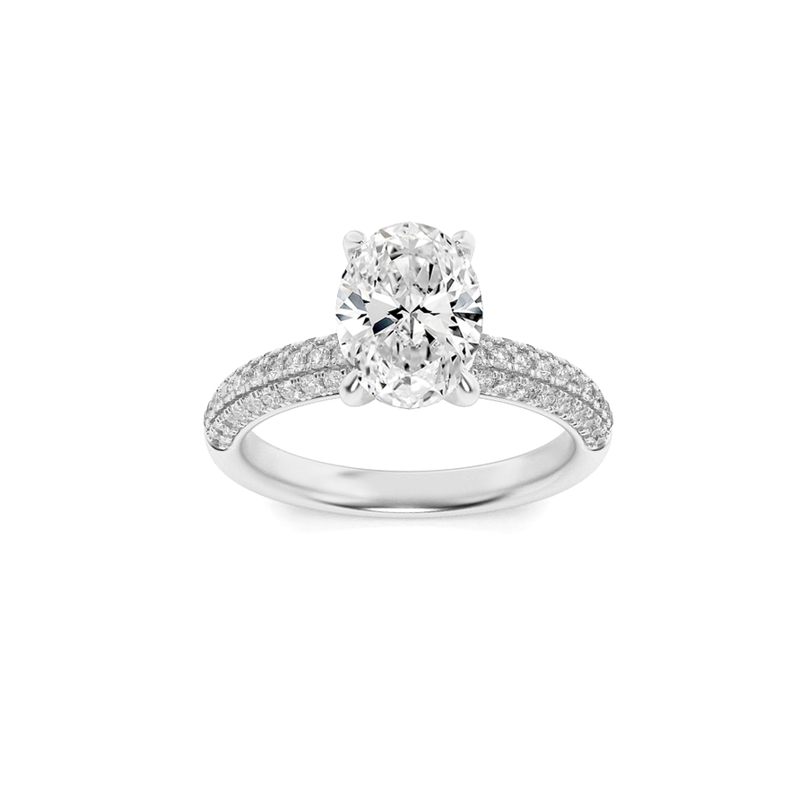 14K White Gold 1.5ct Lab Diamond Oval Ring, Size 7