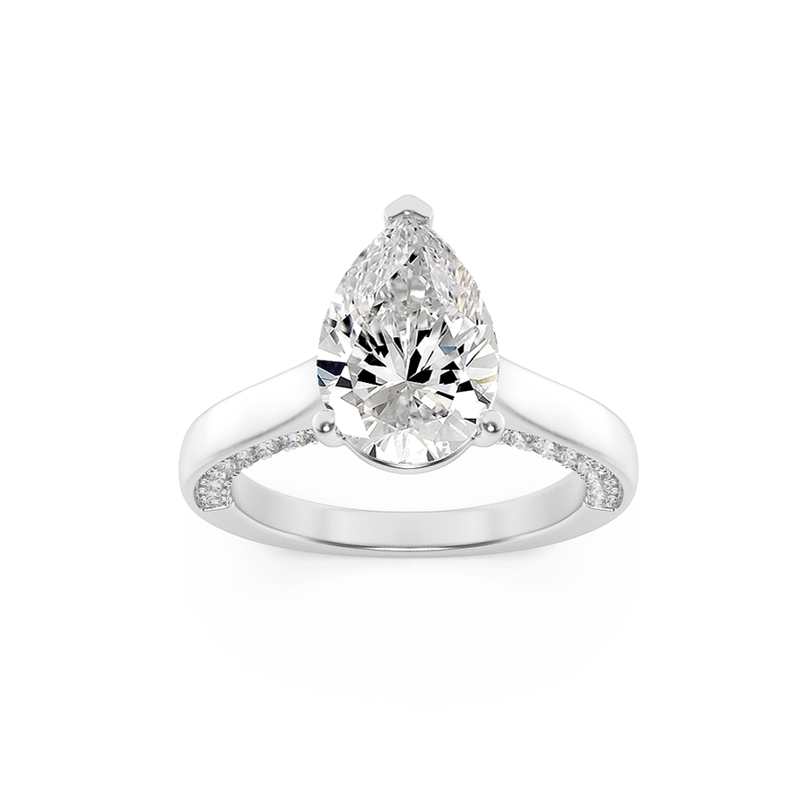 14K White Gold 2ct Lab Diamond Ring, F Color VS+