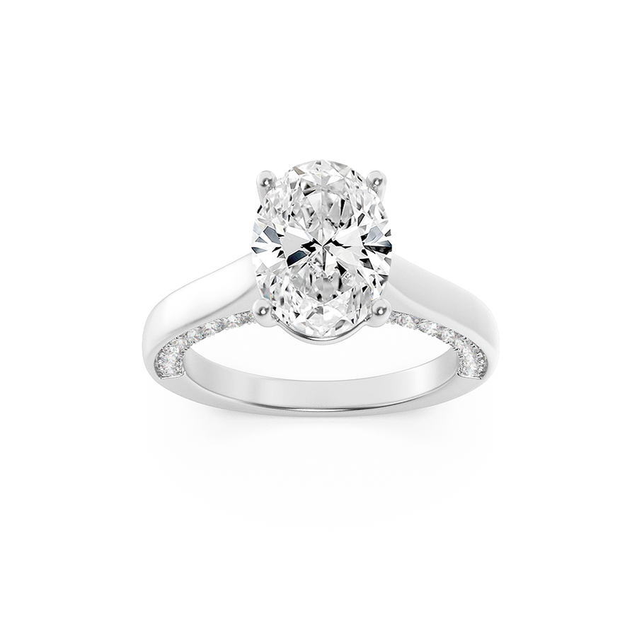 14K White Gold 2ct Lab Diamond Oval Ring