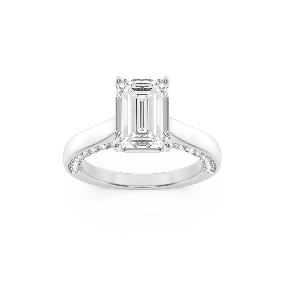 14K White Gold 2ct Lab Diamond Emerald Ring Sz7