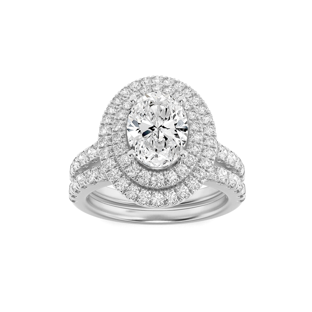 14K White Gold 2ctw Oval Lab Diamond Ring Sz 7