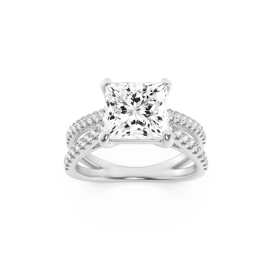 14K White Gold 2ct Lab Diamond Princess Ring Sz 7