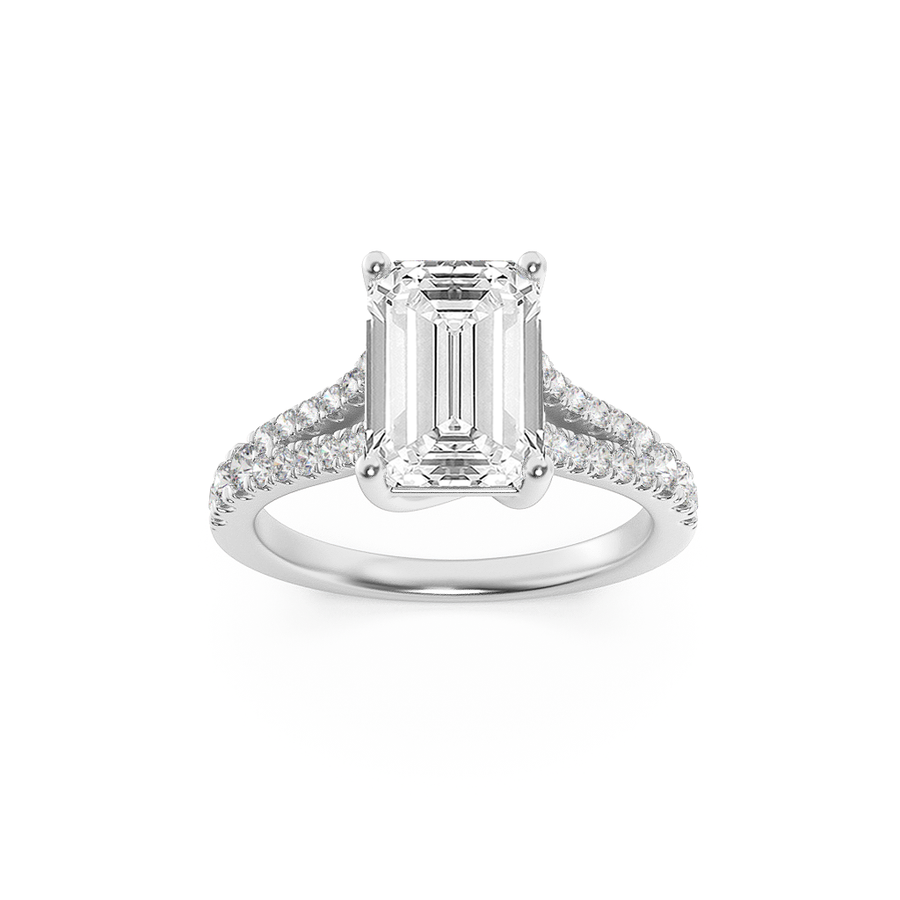 14K White Gold 2ct Lab Diamond Emerald Ring Sz 7