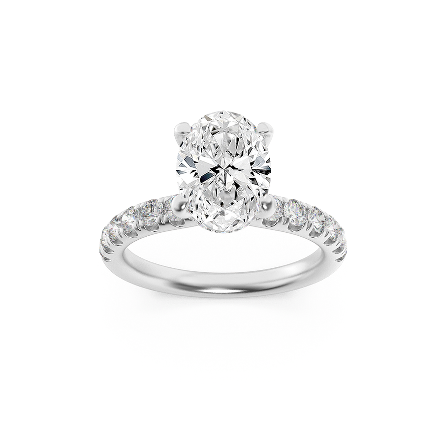 14K White Gold 3ct Lab Diamond Oval Ring Sz 7
