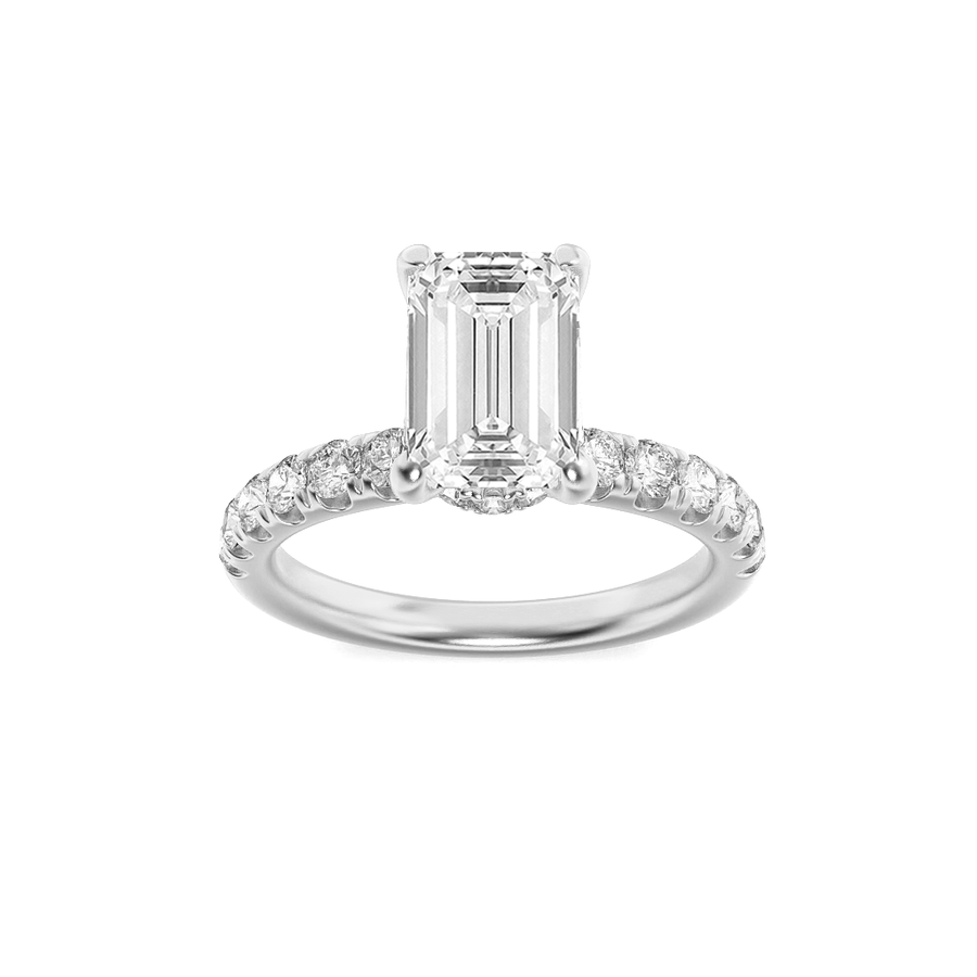 14K White Gold 2ctw Lab Diamond Emerald Ring Sz 7