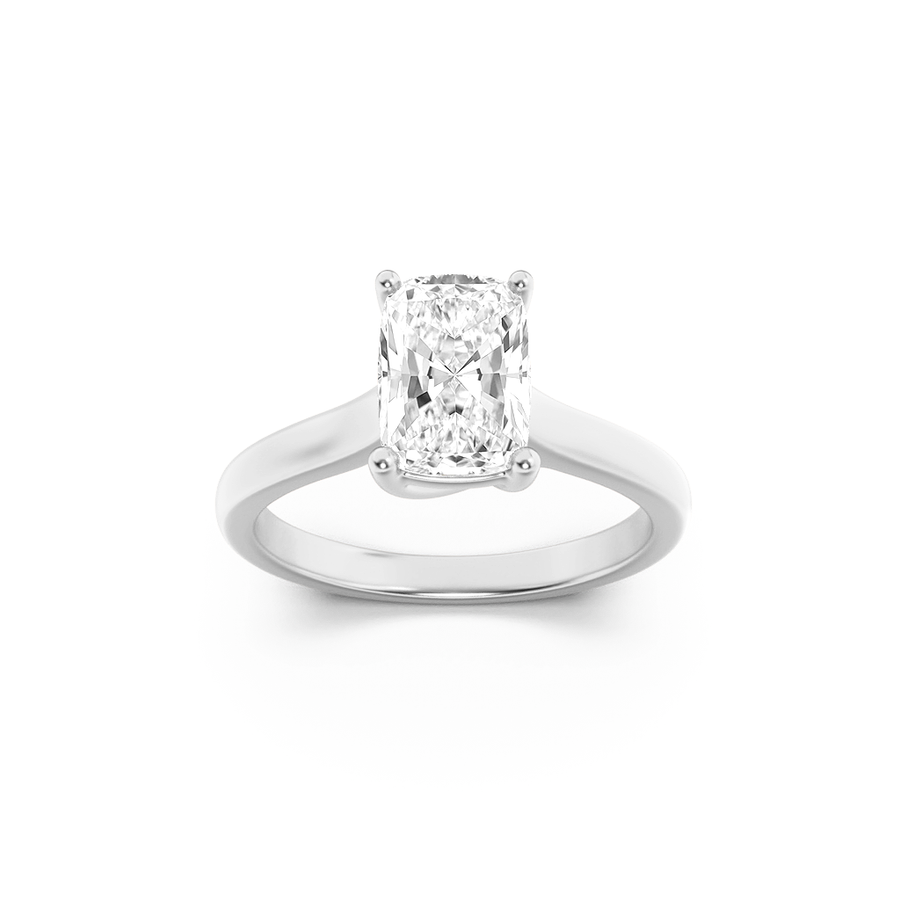 14K White Gold 1ct Lab Diamond Ring, F Color VS+