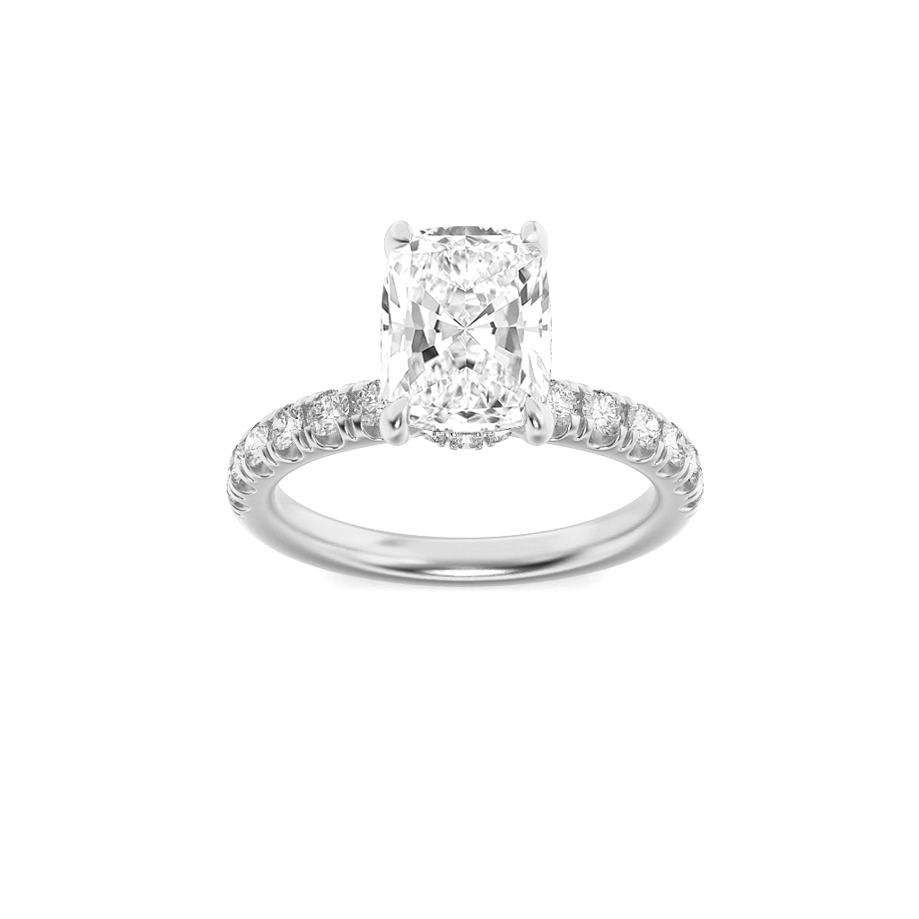 14K White Gold 3ct Lab Diamond Ring, G+ VS+ Sz 7