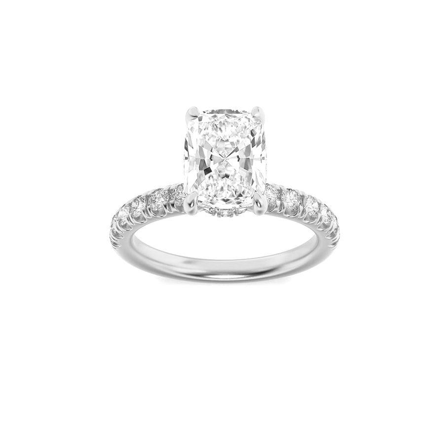 14K White Gold 3ct Lab Diamond Ring, G+ VS+ Sz 7