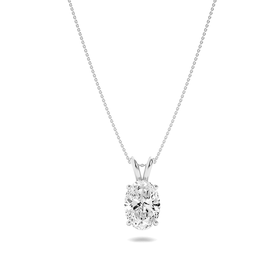 14K White Gold 3ctw Oval Lab Diamond Pendant