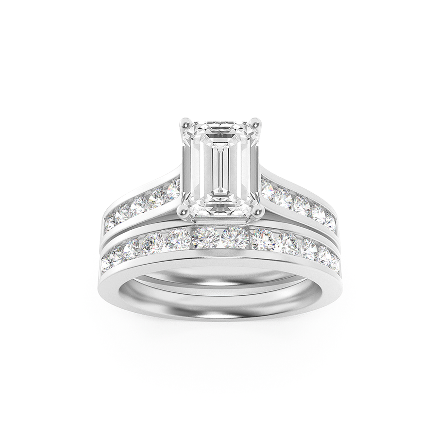 14K White Gold 2ct Lab Diamond Emerald Ring